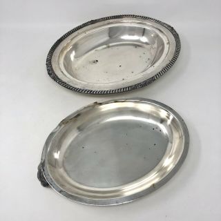 Antique Vintage Kings Oval Silver Plate Serving Dish Bowl w/ two Handle Lid 2723 3