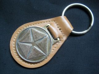 1960 70 Chrysler Vintage Brass & Leather Key Chain - Vip Delivery System Paid
