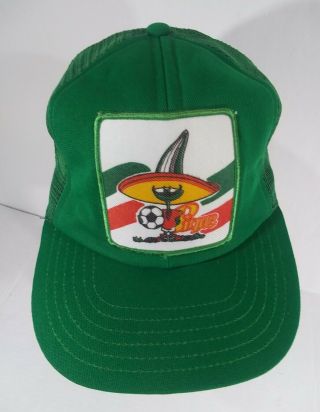 Vintage Pique 1986 Football World Cup Mexico Soccer Mascot Trucker Style Cap Hat