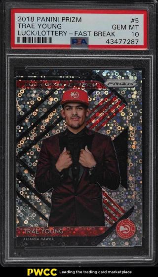 2018 Panini Prizm Luck Of The Lottery Fast Break Trae Young Rookie Rc Psa 10 Gem
