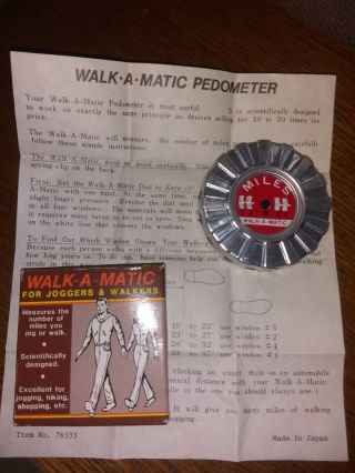 Vintage Walk - A - Matic 1985 Pedometer Mile Counter 76333 Chadwick - Miller Inc