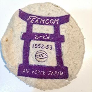 Rare Vintage 1952 Air Force Japan Felt Patch Basketball Feamcom Letterman