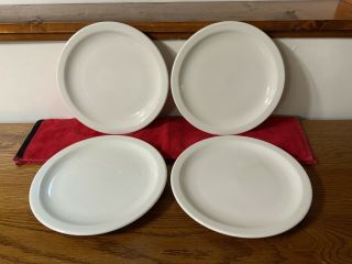 Vintage Syracuse China Usa White Set Of 4 Restaurant Ware Plates 8 1/2 "