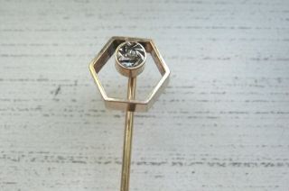 Vintage Anson12k Gold Filled Octagon Shaped Stickpin With Tiny Accent Diamond