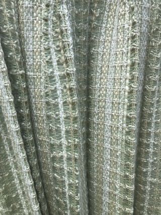 Pair Vintage Mid Century Pinch Pleat Drapes,  Curtains - 36x56 Cream/green Colors