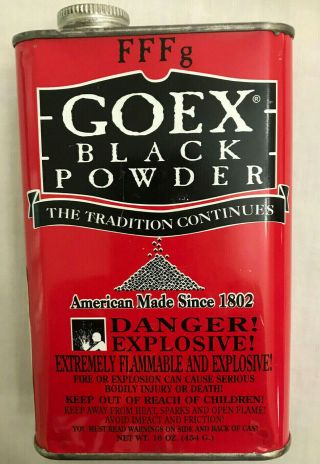 Vintage Goex Fffg Black Powder Tin Can Empty Collectible Vgc