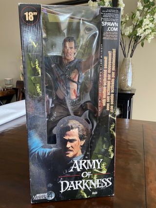 Autographed Mcfarlane Movie Maniacs Army Of Darkness Ash Evil Dead 18 " Mib