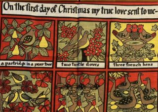 Vtg Christmas Linen Tea Towel By Ulster