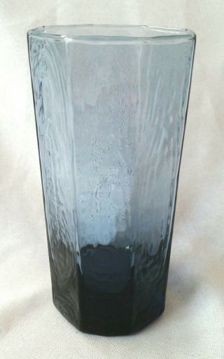 Set Of 2 Vtg Libbey Glass Facets Dusky Blue 5 5/8 " Highball Tumblers