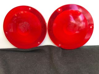 Pr 5 1/4 " Reflector Red Lens Sate - Lite Sae - Stia - 69 Vtg Fence Post Mailbox Marker