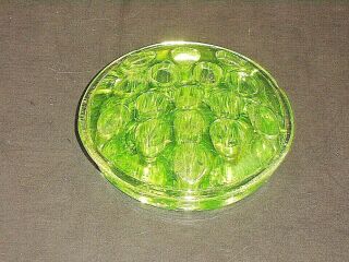 Vintage Green Uranium Glass 16 Hole Flower Frog 4 