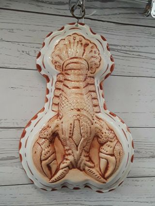 Vintage White Orange Bassano Italian Pottery Ceramic Lobster Mold Wall Decor 10 "