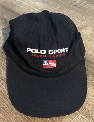 Rare Vtg 90s Polo Sport Ralph Lauren Adjustable Buckle Strap Hat Spell Out