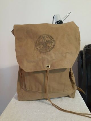 Vintage Boy Scouts Of America No.  573 Haversack Canvas Rucksack Backpack Tan