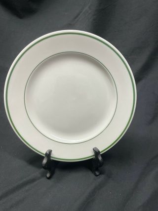 Vintage Buffalo China Dish 9 " Double Green Stripe Restaurant Ware Luncheon Plate
