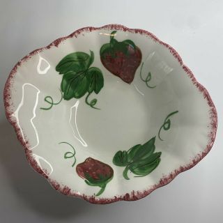 Blue Ridge Pottery Style Hand Painted Soup Bowl Strawberry Vintage Unbranded