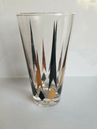 Vintage Mcm Black Gold Atomic Arrow Diamond Tumbler Glass