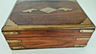 Vintage Inlayed Brass And Wood Cigar,  Treasure Or Trinket Box.