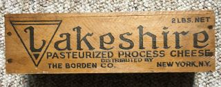 Vintage Lakeshire 2 Lb Pasteurized Process Cheese Wooden Box