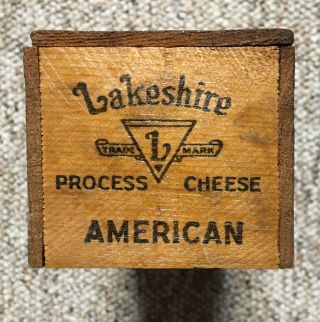 Vintage Lakeshire 2 Lb Pasteurized Process Cheese Wooden Box 3