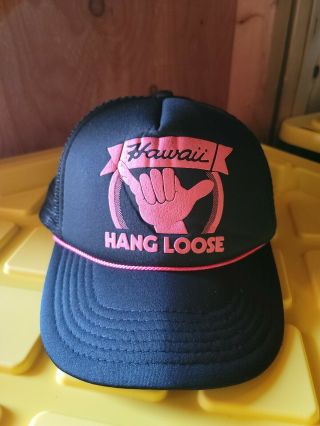 Vtg Hang Loose Trucker Mesh Snapback Adjustable Cap Hat Surf Skate Hawaii