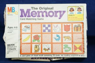 Vintage 1980 Memory Game Milton Bradley Complete 72 Cards