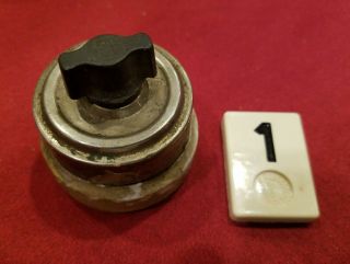 Vtg On/off Rotary Light Switch Nickel Over Brass Porcelain Round Single Pole B1