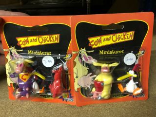 Cartoon Network Boxed Pair Cow And Chicken Miniatures Figures Logistix 1999
