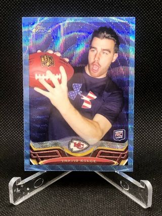 2013 Topps Chrome Travis Kelce Blue Wave Refractor 118 Rookie Rc Chiefs Fhof