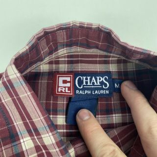 Vintage Chaps Ralph Lauren Men ' s Red Plaid Button Down Long Sleeve Shirt M 3