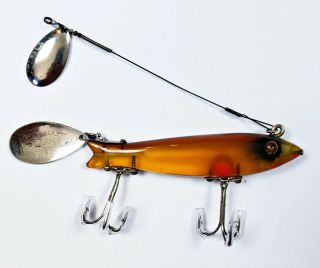 Heddon 9100 Dowagiac Spook Lure Amber Red Accents Mi 1930s