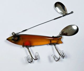Heddon 9100 Dowagiac Spook Lure Amber Red Accents MI 1930s 2