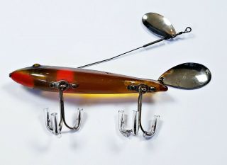 Heddon 9100 Dowagiac Spook Lure Amber Red Accents MI 1930s 3
