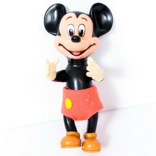Walt Disney Productions Mickey Mouse Vtg Rubber Figure Squeak Toy Japan