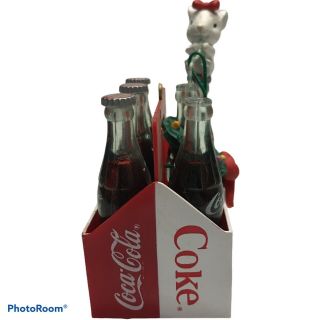 Coca Cola Christmas Ornament Soda pop Mouse 6 pack Bottles Vintage 2