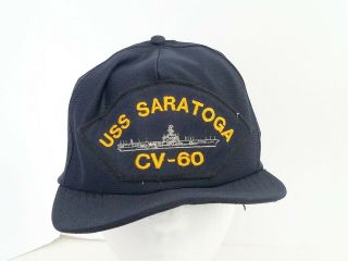 Uss Saratoga Cv - 60 Us Navy Blue Ball Cap Hat Vintage Patch Military Snapback