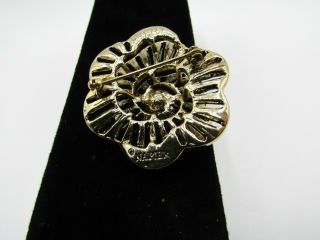 Vintage Napier Flower Faux Pearl Rhinestone Gold Tone Pin Brooch 3