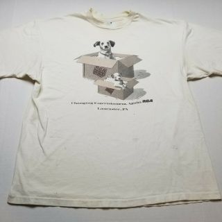 Vtg 1993 Rca T - Shirt Mens Xl Distressed Dog Lancaster Pa Boxes Puppy Usa 90s U52
