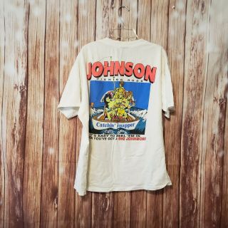 Vtg 90s Mens White Big Johnson Fishing Rods Catchin’ Snapper T - Shirt Sz Xl
