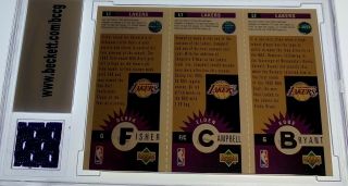 1996 Collector’s Choice Kobe Bryant ROOKIE RC Game Worn Jersey 3/500 BCCG 10 L1 2