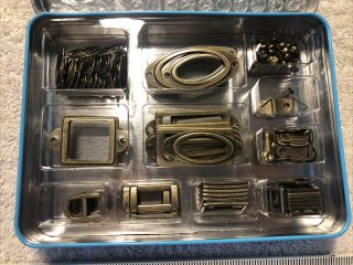 Vintage Antique Brass Hodgepodge Hardware Tin Stampin’ Up Assorted Kit