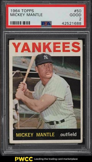 1964 Topps Mickey Mantle 50 Psa 2 Gd