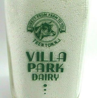 Vtg Villa Parks Dairy Marlton Nj Milk Bottle Cow Milkman Logo 2 Color Pyro Tspq