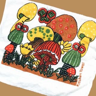 Vintage Mushroom Kitchen Towel Hippie Decor