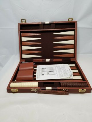 Vintage Backgammon Game By Cardinal With Brown Faux Leather And Brown Felt Case