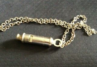 Vintage The Metropolitan Patent Whistle And Chain Made In England