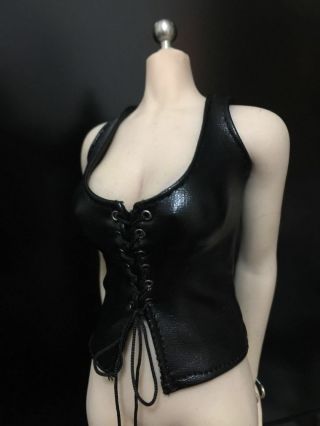 1/6 Female Black Leather Vest Clothing Model Figure Accessories For 12 " Action