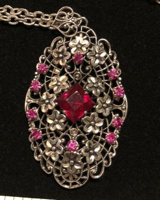 Pink Rhinestone Vintage Necklace Marked German Us Zone