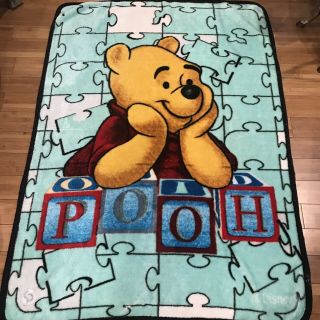 Vintage Disney Winnie Pooh Bear Large Baby Blanket Throw
