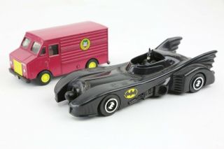 Vintage Ertl Batman Batmobile Toy Car 1/48 Diecast Joker Van 1989 Playset Old